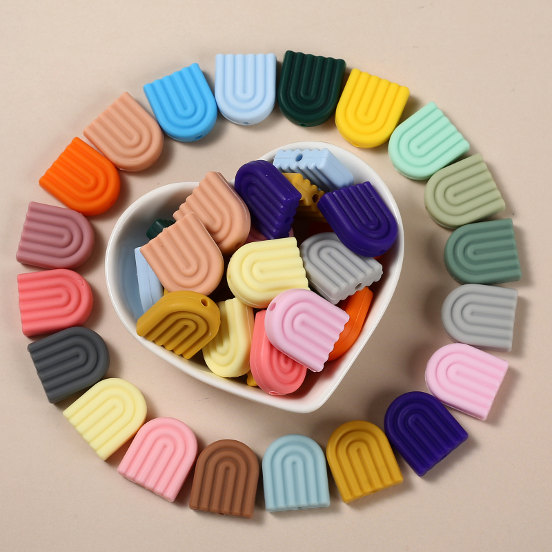 Baby Products Name - 10Pcs 17x20mm Teether Rainbow Beads Food
