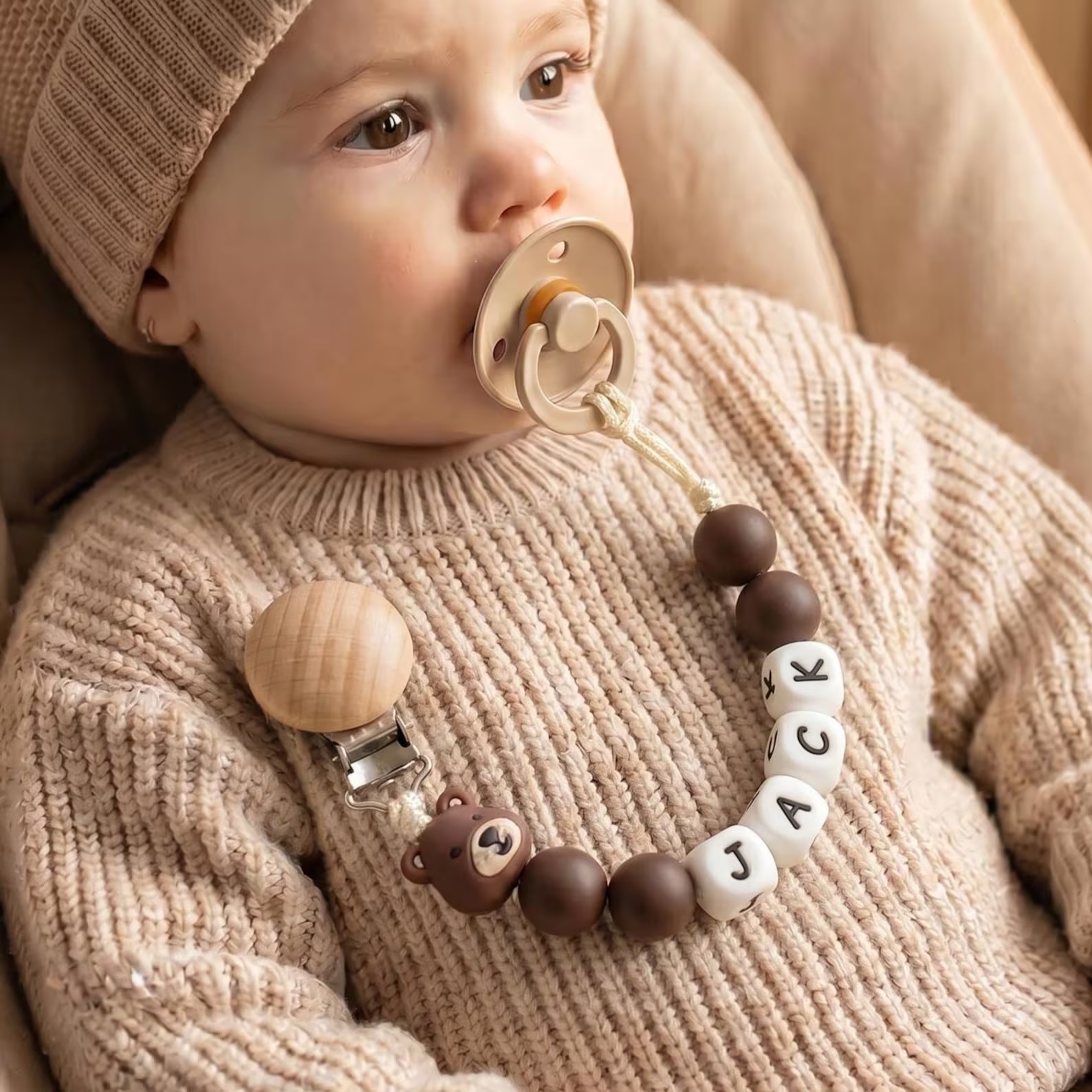 Boho Bear Custom Name Pacifier – Baby Products Name recenzja i cena